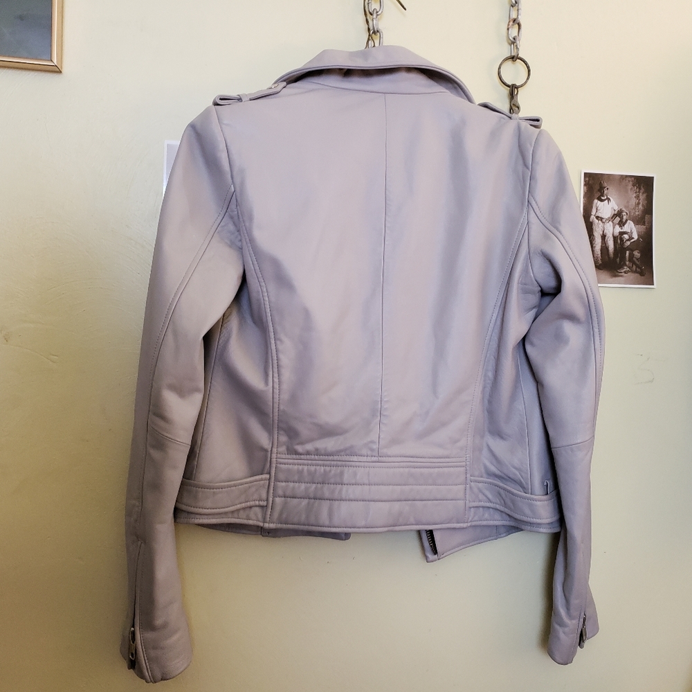 Dylan Gray Dove Leather Jacket Moto Biker S iro - Picture 5 of 8